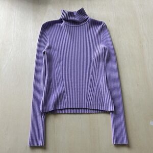 Takeout Sweater Juniors XL Purple Ribbed Knit Turtleneck Long Sleeve Pullover